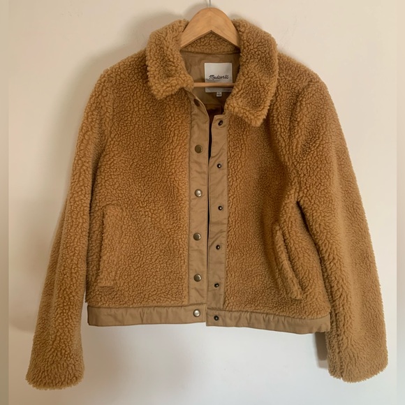 Madewell Sherpa Portland Jacket Women's Large Distant Sand Melange Crop Outdoor - Picture 3 of 9